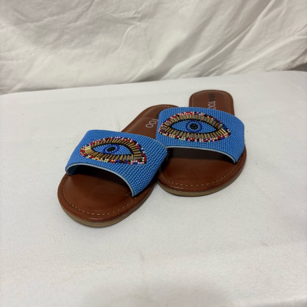 Mia TOO Women's Kara Beaded Eye Slide Sandals.